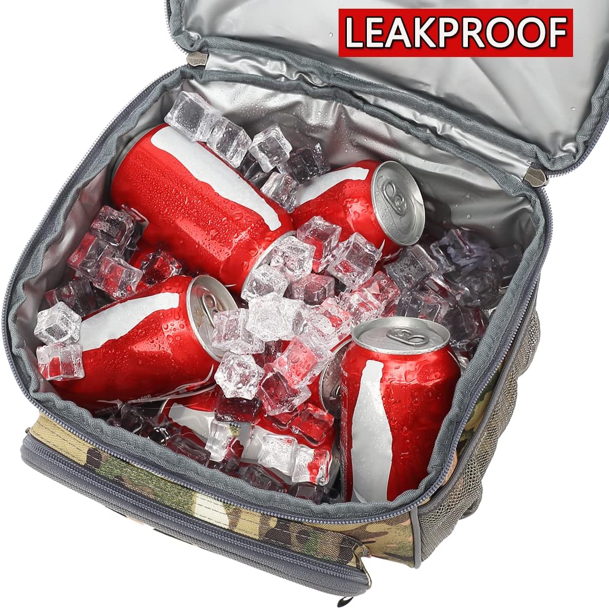 FlowFly Double Layer Cooler Insulated Lunch Bag Adult Lunch Box Large Tote Bag for Men, Women, With Adjustable Strap,Front Pocket and Dual Large Mesh Side Pockets