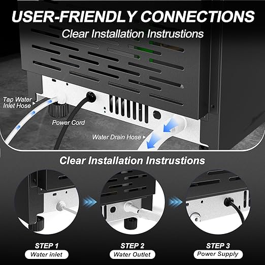 High-Efficiency Commercial Ice Maker: 100 lbs Daily Production, Stainless Steel Under Counter Ice Machine, 25 lbs Ice Storage Capacity, Dual Water Inlet, for Home Commercial Use