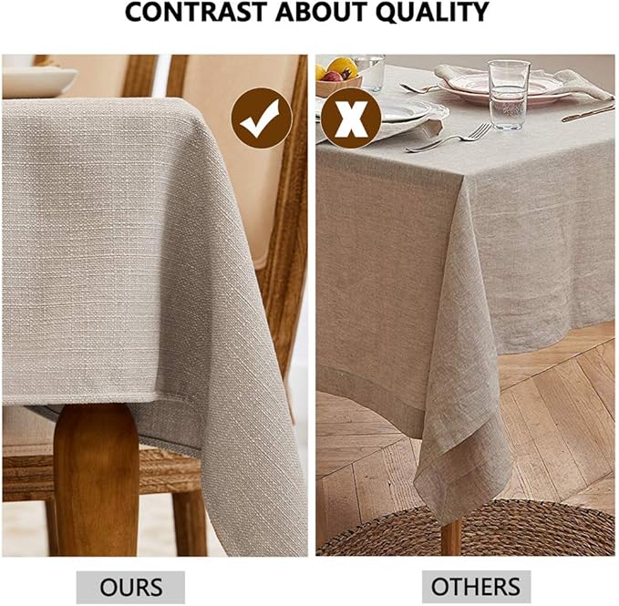Table Cloth Rectangle Table Cover 57x85 Inches Faux Linen Wrinkle Free and Waterproof Beige Rectangle Tablecloth for Kitchen Dining Party Buffet Wedding