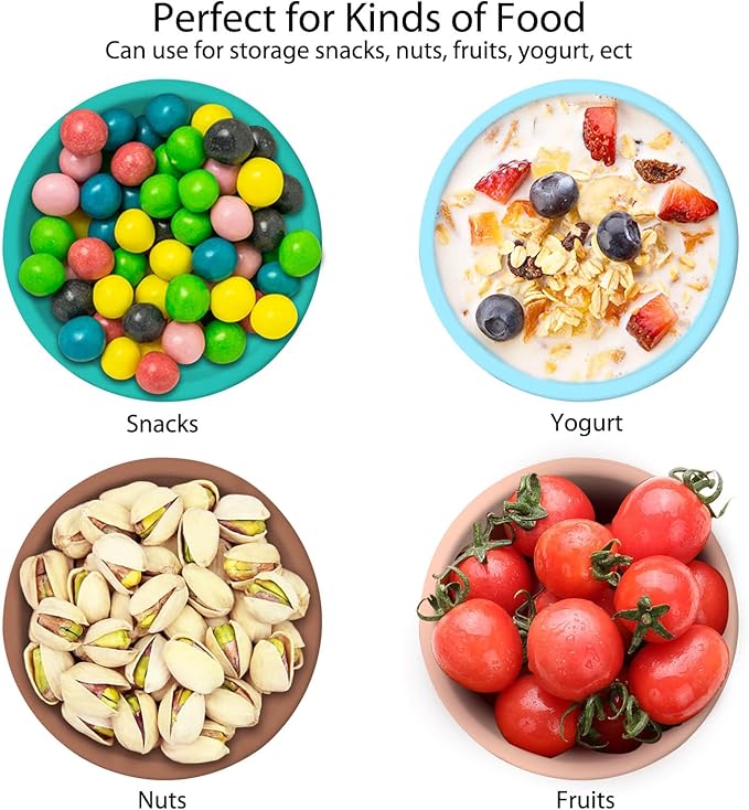 4 Pack 8.5 oz Silicone Food Containers for Kids, Reusable Baby Snack Fruits Container with Lids, Leak Proof Silicone Food Storage Containers Kids Small Lunch Box BPA Free for Daycare School Travel