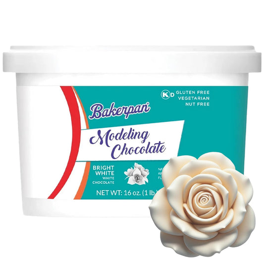 Bakerpan Bright White Modeling Chocolate - 1 Pound - Sculpt Cakes, Model Figurines, and Create Cake Toppers (Made in USA)