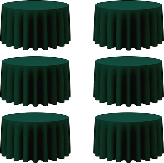 BRILLMAX 6 Pack Hunter Green Round Tablecloths 120 Inch - Circle Bulk Linen Polyester Fabric Washable Table Cloth Cover for Wedding Reception Banquet Birthday Party Buffet Restaurant