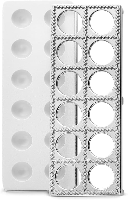 Bellemain Ravioli Maker Press | Pelmeni Mold, Pierogi Press, Potsticker Meat Pie Dumpling Maker, Ravioli Stamp Pasta Making Kit, Pasta Making Tools, Ravioli Press Mold | Makes 12 Ravioli, 1. 5”