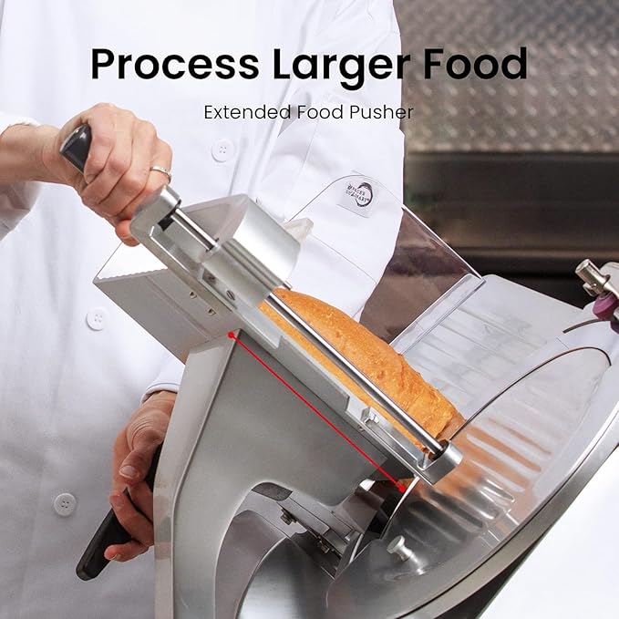 8" Electric Meat Slicer, Commercial Meat Slicer with 1/4 HP, Italian Carbon Steel Blade, Ham Slicer with Adjustable Slicing Thickness for Semi-frozen Meat, Cheese, Deli