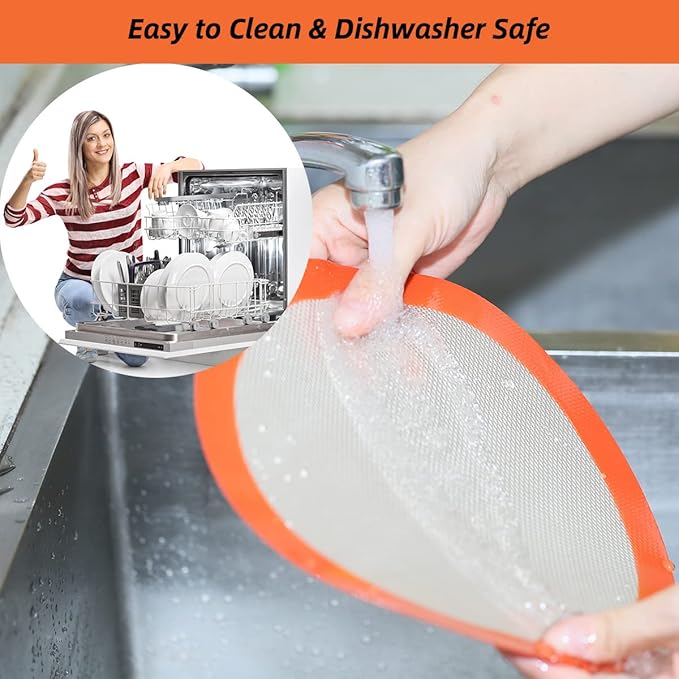 AMYONE Round Silicone Baking Mats for 10 inch Cake Pan, 10 Inch Tortilla Press Liner/Dough Mat for Cake/Tortilla/Pie/Pizza/Pastry, Food Grade Non-Stick Reusable(Round 9.65", 2PCS)