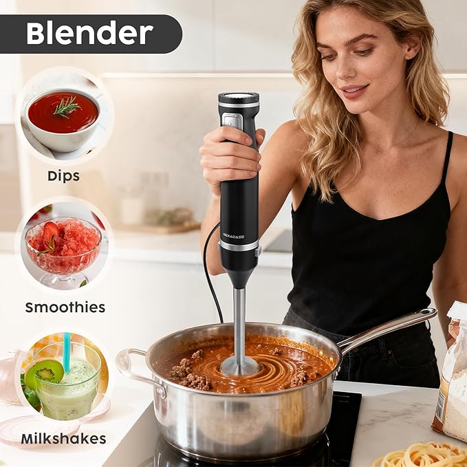 2-In-1 Hand Mixer Immersion Blender Electric Handheld, Portable Hand Blender Electric Mixer with Beater Dough Whisk & Blending Cup, Food Processor Kitchen Gadgets for Smoothies Baby Food Baking & Soup
