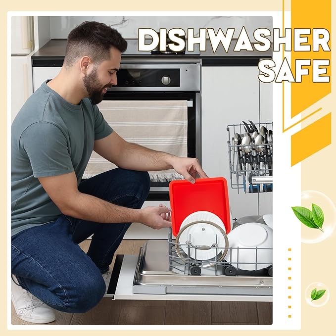 Geetery Set of 4 Silicone Square Cake Pan Silicone Brownie Pan Nonstick Baking Mold for Muffin Bread Rice Crispy Lasagna Pie, Red(6 x 6 x 2 Inches)