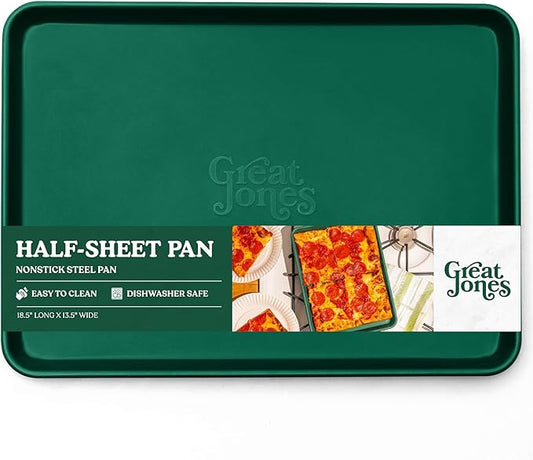 Great Jones Holy Sheet Pan (Broccoli) | Nonstick, Half-Sheet Pan | Aluminized Steel, 18.5" x 13.5" | For Baking, Roasting, & Broiling | Premium Bakeware with Even Heat Distribution | Dishwasher-Safe