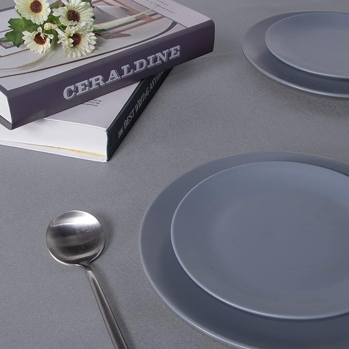 sancua Square Tablecloth - 60 x 60 Inch - Water Resistant Spill Proof Washable Polyester Table Cloth, Decorative Fabric Table Cover for Dining Tables, Buffet Parties and Camping, Light Grey