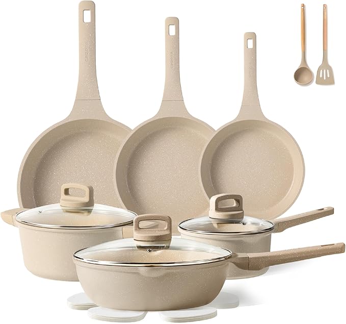 CAROTE 16 Pcs Pots and Pans Set Nonstick, Induction Kitchen Cookware Sets, Non Stick Kitchen Cooking Set with Frying Pans Set