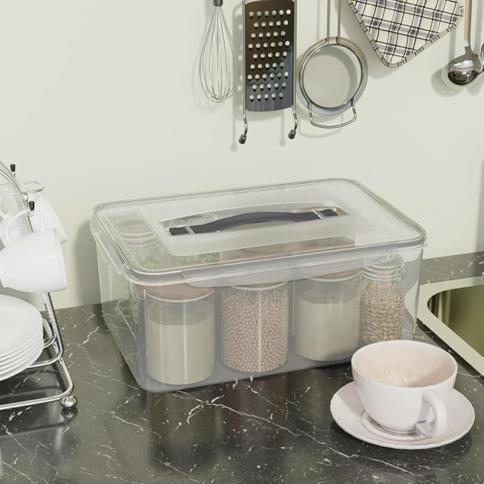 6 Pack 15 L/63Cup Large Airtight Food Storage Containers with lid, Plastic Kitchen Fridge Pantry Organizers for Bread, Pet Food, Dry Food, Proof Dough, BPA Free