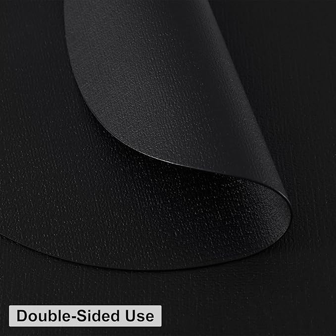 homing Round Faux Leather Placemat and Coaster 6 Packs, Washable Heat Resistant Dining Place Mats, Wipeable Double-Sided Table Mats for Indoor and Outdoor, Diameter 13 and 3.93 inch, Black