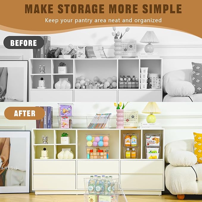 6 Pack Clear Storage Bins with Lids, 7 Quart Stackable Storage Boxes for Storage and Organization, Plastic Storage Containers with Lids, Plastic Bins with Handles for Office, Bedroom, Study Room