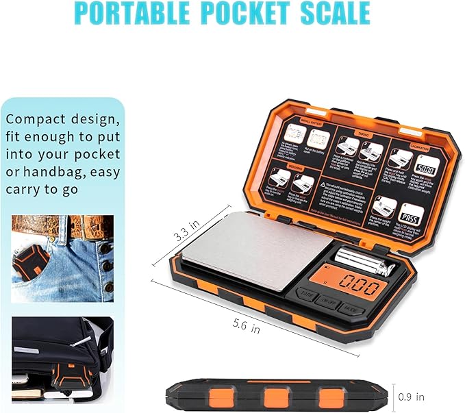 Fuzion Digital Pocket Scale, 200g x 0.01g, 6 Units Conversion Mini Scale with LCD Display, Tare Function for Food, Jewelry, Medicine, Coffee (Battery Included)