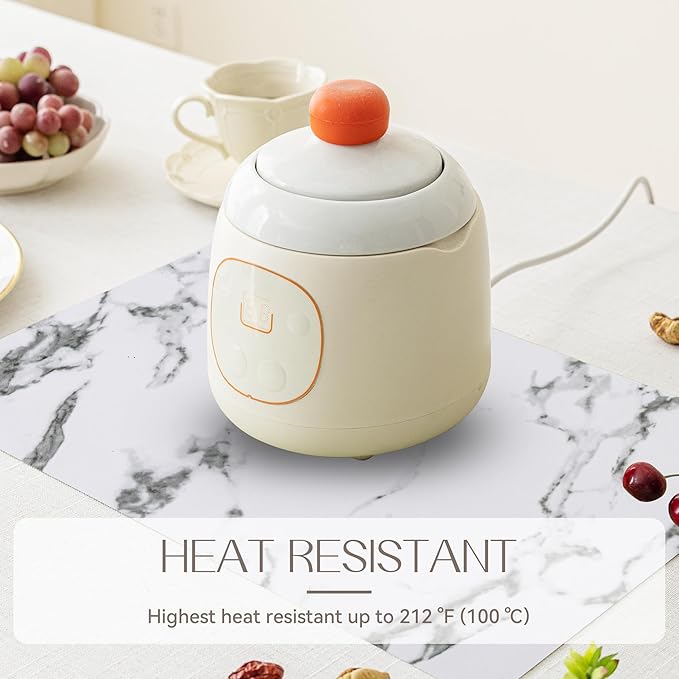 Romanstile Vinyl Placemats Set of 8-12 X 18 Inch - Heat Resistant Place Mats 100% Waterproof Oilproof Wipeable Reversible Faux Leather Table Mats for Kitchen/Dining/Party/Outdoor, Marble