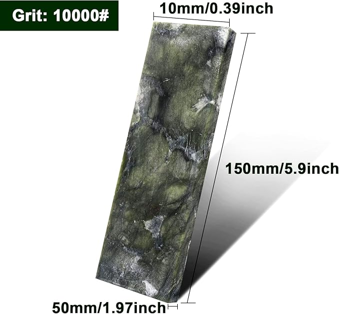 10000# Sharpening Stone,Ultra Fine Polishing Mirror Edge Stone Natural Green Hard Sharpener Whetstone for Knives Tools,Cutting Tools (5.9x1.97x0.39Inch)