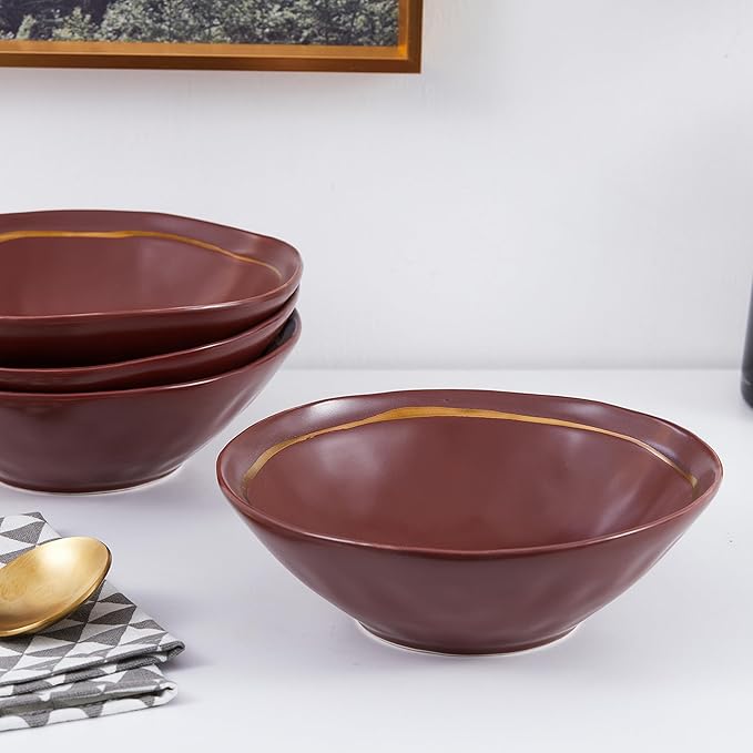 Stone Lain Clara 32-Piece Dinnerware Set Porcelain, Burgundy