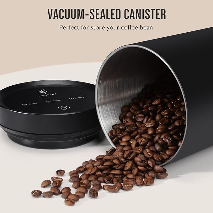SOUL HAND Vacuum Coffee Canister, Airtight Sealed Coffee Canister Automatic Vacuum Stainless Steel Coffee Containers, Coffee Bean Storage Container for Coffee/Food Storage 1.6 L