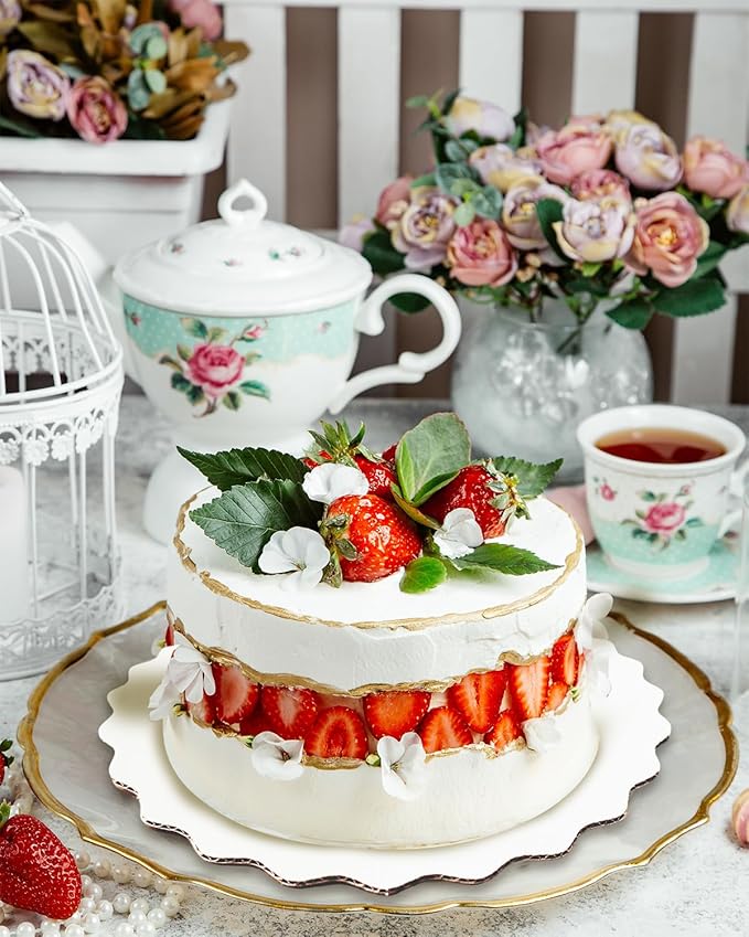 qiqee 12 Inch White Wave Cake Boards Round 15-Packs Circles Rounds Base Food-Grade Cardboard Wave Cake Plate（Thinner But Stronger）