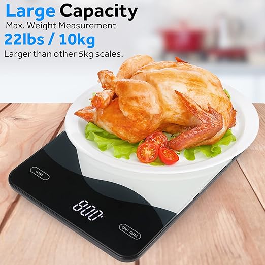 AIMILAR Food Scale, Chargeable LED Display 22lb with USB C Rechargeable Digital Kitchen Food Weight Scale for Baking and Cooking with Ounces and Grams 1g/0.1oz