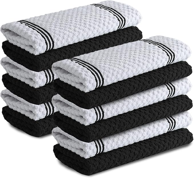 Infinitee Xclusives Premium Kitchen Towels - [Pack of 12] 100% Cotton Kitchen Hand Towels (15 x 25 Inches) - Dish Towels for Kitchen |Storm Black|