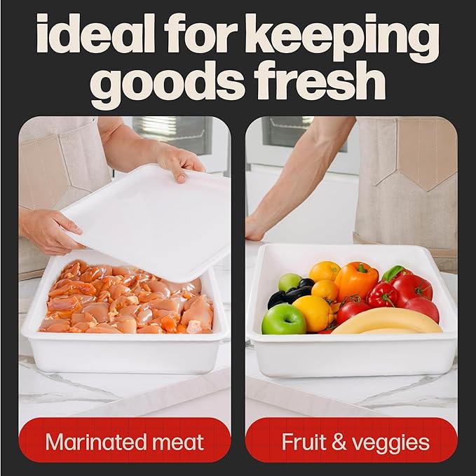 Hans Grill Pizza Dough Proofing Box - Pack of 2 Stackable BPA-Free Trays with Covers - Perfect as a Bread Proofing Box and Dough Container - Premium Quality Pizza Storage Container (2 Pack Large)