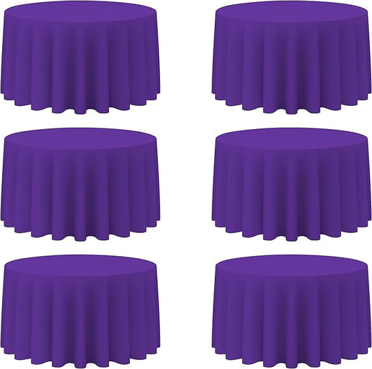 BRILLMAX 6 Pack Purple Round Tablecloths 120 Inch - Circle Bulk Linen Polyester Fabric Washable Table Cloth Cover for Wedding Reception Banquet Birthday Party Buffet Restaurant