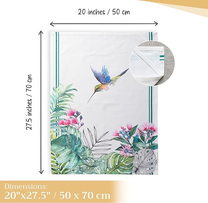 Maison d' Hermine Kitchen Towels Set of 3 100% Cotton 27.50" x 20" Reusable Cloth Tea Dish Towels Absorbent with Hanging Loop for Kitchen, Home, Dining, Cocktail Parties Spring/Summer (Tropiques)