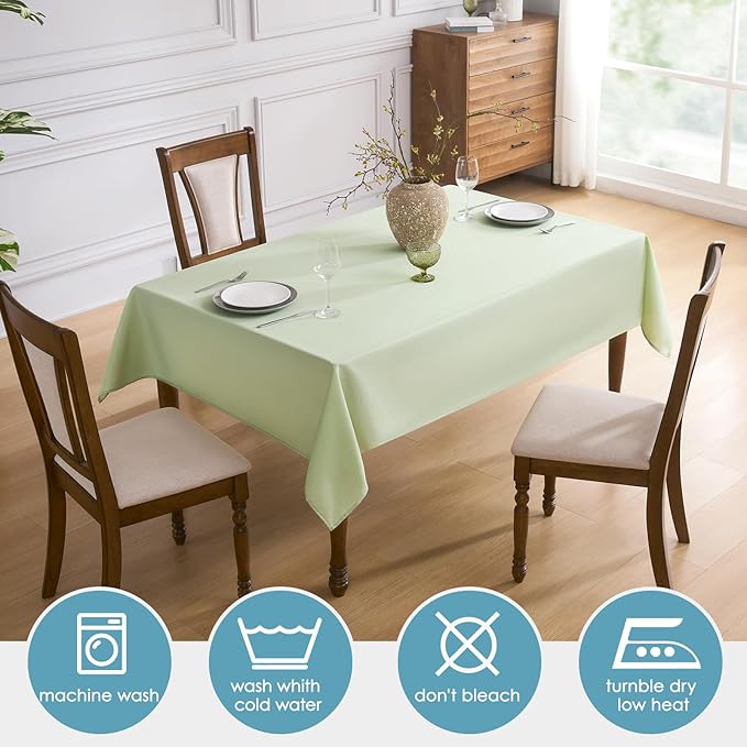 VidaFete Tablecloth 60*84inch Rectangle Table Cloth Polyester, Stain Wrinkle Resistant Polyester Dining Table Cover for Kitchen Dinning Party Wedding Rectangular Tabletop Buffet Decoration(Sagegreen)