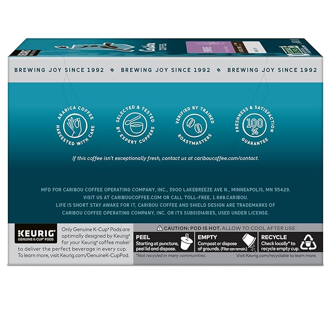 Caribou S’mores Cabin Coffee, Single Serve Keurig K-Cup Pods, Medium Roast Coffee, 60 Count (6 Packs of 10)