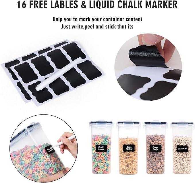 Cereal Containers Storage Set - 4 Piece Airtight Large Food Storage Containers(135.2oz), BPA Free Dispenser Plastic Cereal Storage Containers