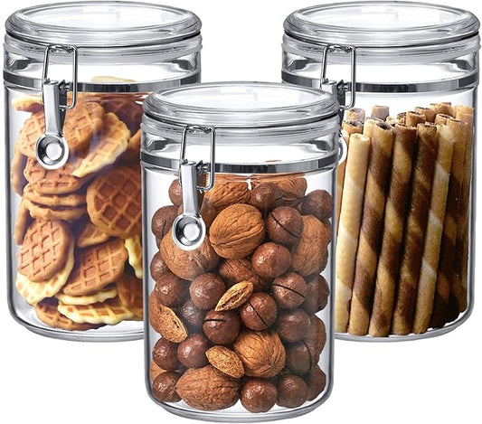 Amazing Abby - Cathy - 56-Ounce Plastic Canister (Set of 3), Plastic Airtight Food Container, Stackable for Pantry Storage, BPA-Free and Shatter-Proof, Perfect for Home and Commercial Use