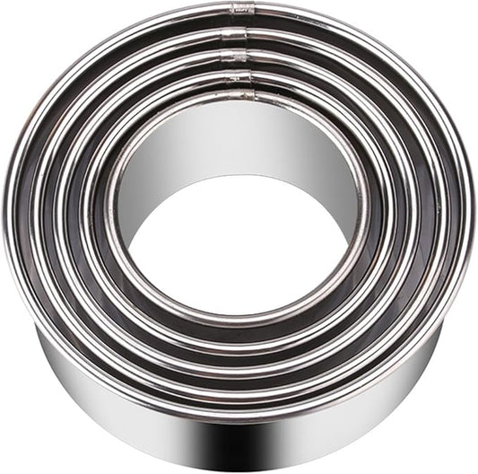 5 Pieces Biscuit Cookie Cutters Set,Stainless Steel Circle Round Cookie Biscuit Cutters in Graduated Sizes Shape Molds for Pastries Doughs Doughnuts