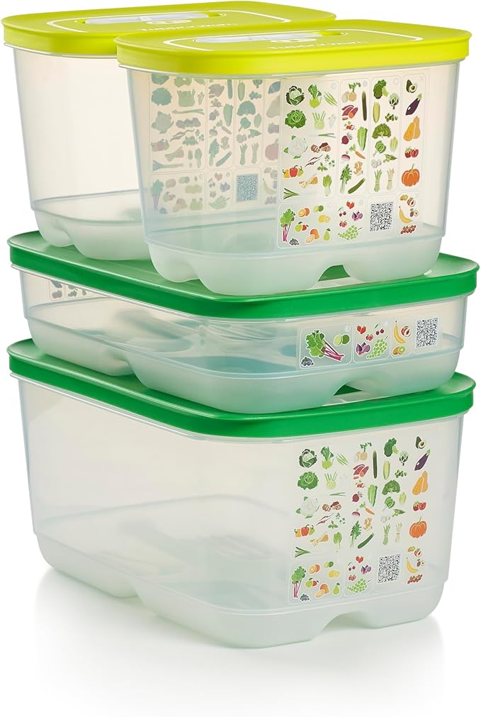 Tupperware Fridgesmart 4 Piece Food Storage Container Set, Dishwasher Safe and BPA Free (4 Containers, 4 Lids)