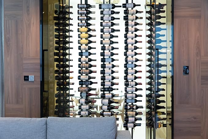 Ultra Wine Racks Floor-to-Ceiling Mount Display (2 Side, Single Deep, Black, Holds 42 Wine Bottles) - Modern Metal Wine Storage for Wine Cellars, Home Bars, Kitchens, and Dining Rooms
