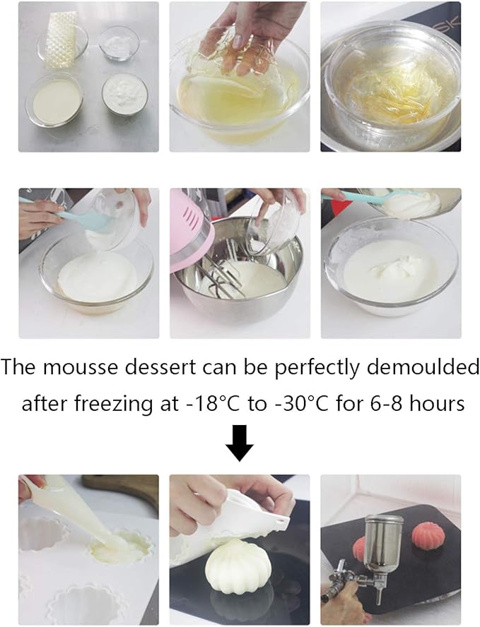 OCPO KITCHEN Pillow Silicone Mold for Baking Mousse Cake, 3D Silicone Baking Molds for Baking Cakes French Dessert Pastry Chocolate Cake Decoration Mold, 3D Pillow Shape (8-Cavity)