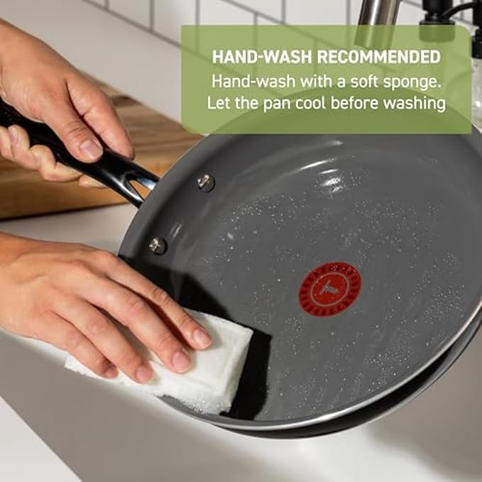 T-Fal Preserve Ceramic Non stick Frying Pan Skillet 12-inch, Oven Broiler Safe up to 350°F, Cookware, InoCeram Glide Technology, Frying Pan, Skillet Pots & Pans, Black