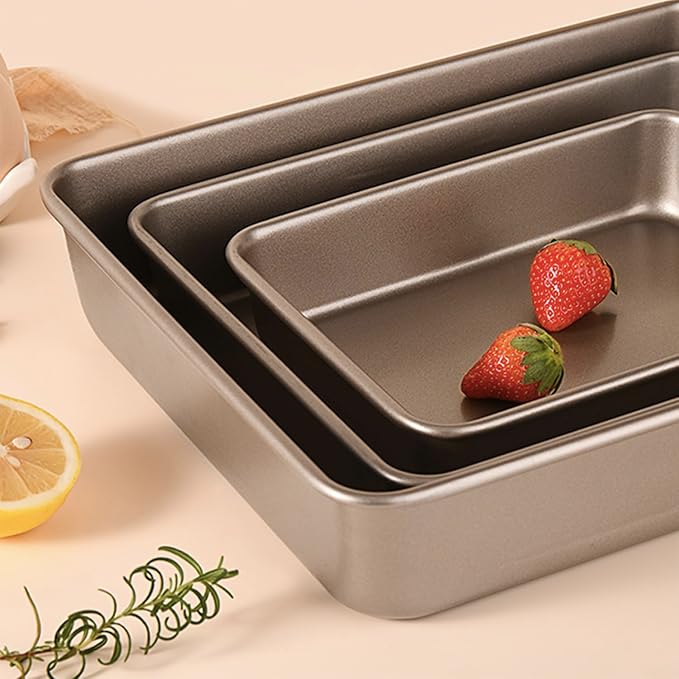 Baking Sheet Pans Brownie Pans,3 Pack Baking Pan Nonstick Cookie Sheet Brownie Cake Pan, Deep Dish, Easy Clean, Rust-Resistant, Multi-Purpose Cookie & Brownie Pan Set (12.7 x 10.6 x 2.4")