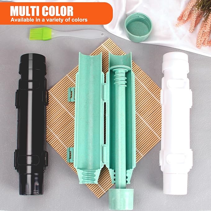 Sushi Making Kit, Sushi Roller, Sushi Bazooka, Sushi Maker, Bamboo Sushi Rolling Mat for Beginners (Black)