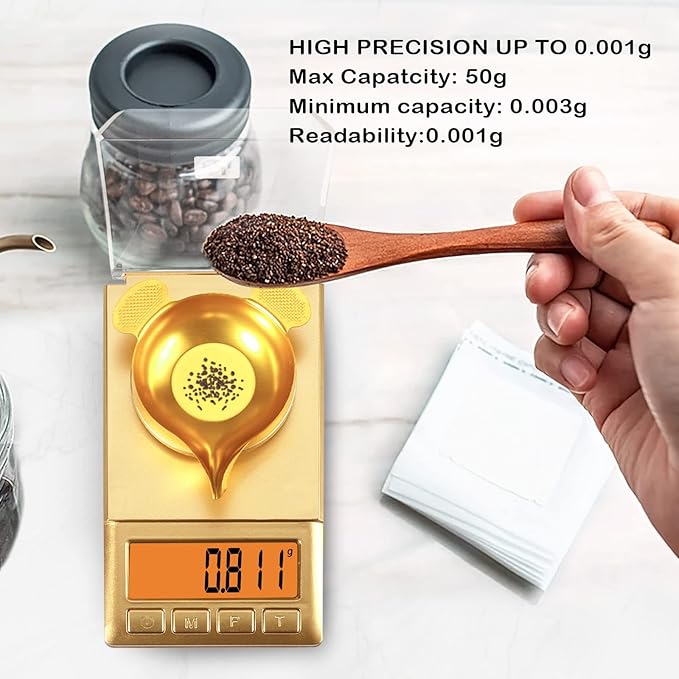 Milligram Scale 50g/0.001g,Portable Jewelry Scale with Cal Weight,LCD Backlit, Tare, High Precision Mini Carat Gram Scale for Powder Medicine,Jewelry,Gem,Reloading,Professional Smart Mg Scale