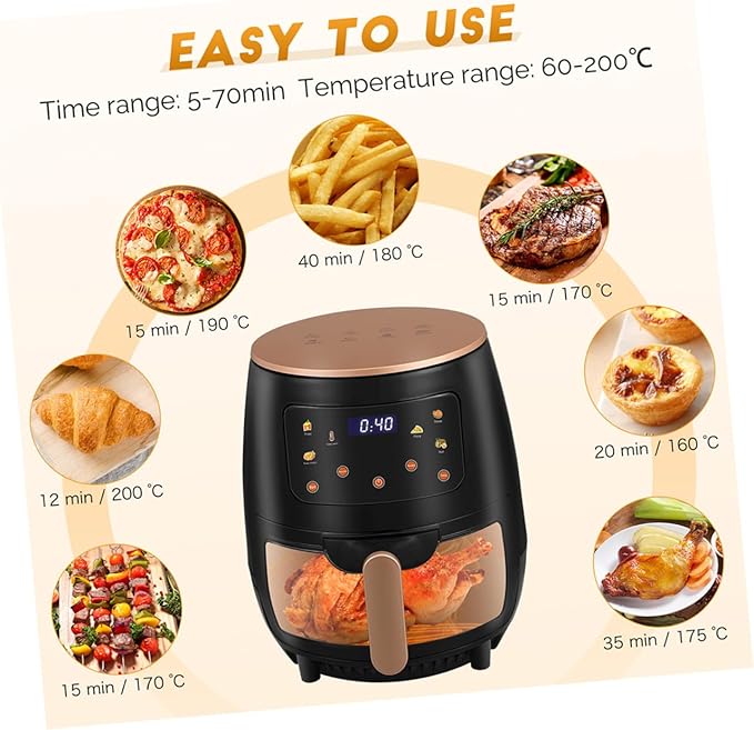 Large Capacity Electric Air Fryer Oven with Non-stick Basket Healthy Cooking Multiple Modes Safe Overheat Protection Digital Display for Family Home Use North America Plug