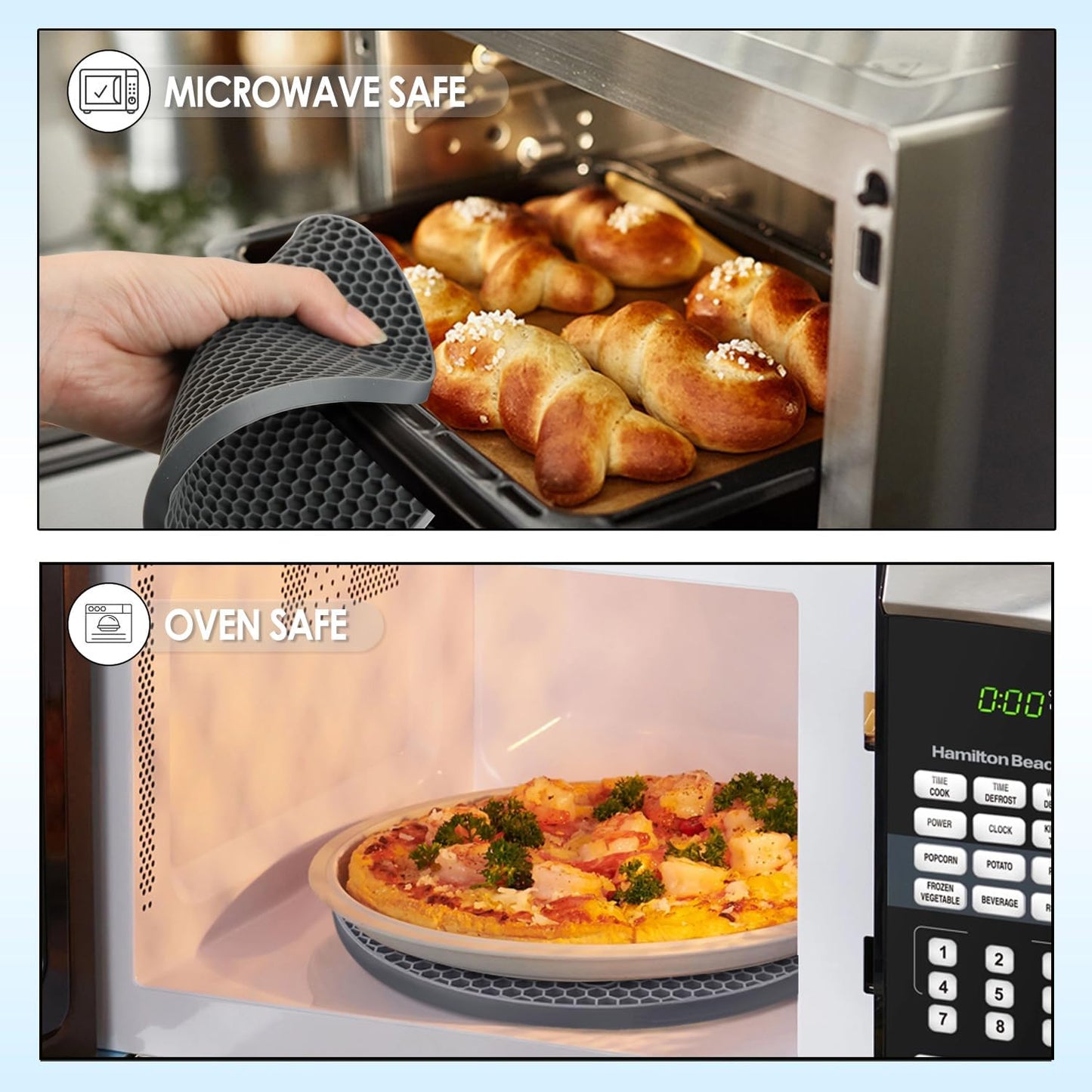 Silicone Trivets for Hot Pots and Pans, 0.31" Thick Trivet Mat for Hot Dishes Set of 4, Heat Resistant Durable Flexible Silicone Mat Pot Mat for Countertop, Easy to Wash and Dry, Dark Gray