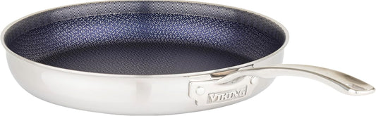 Viking 3-Ply Non Stick Frying Pan, 12 Inch Hybrid Plus Stainless Steel Kitchen Cookware, Silver