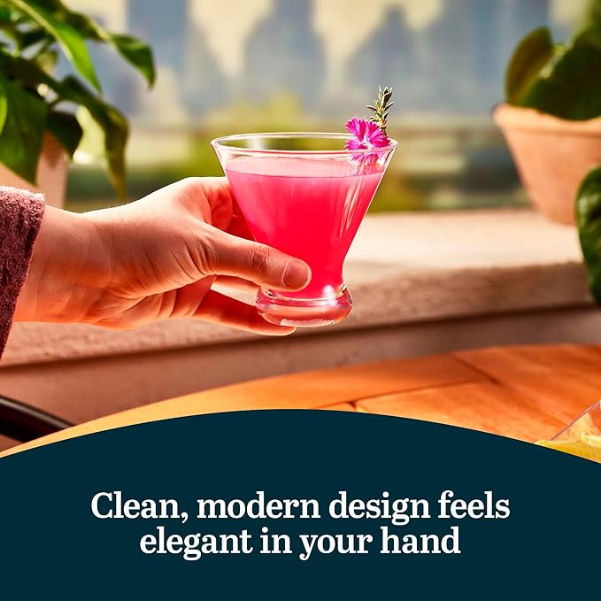 Libbey Cosmopolitan Stemless Martini Glasses Set Of 12, Dishwasher Safe Holiday Martini Glass, Lightweight Cocktail Glass Set for Wedding Party