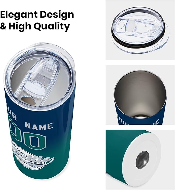 Custom Tumbler Stainless Steel Cup Personalized Baseball Vacuum Insulation Travel Mug Add Your Name Number Fans Gift for Baseball Fans