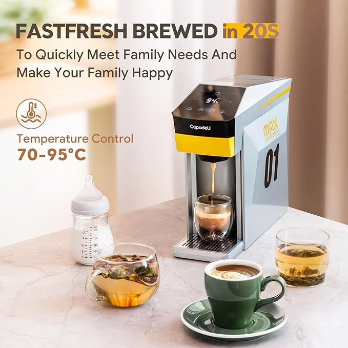 4 in 1 Single Serve Coffee Maker,Fast Brew in 1 minute 19Bar Pump Coffee Machine for K*Cup/NES*presso/Ground Coffee/Do'lce Gusto,with 27oz Removable Water Reservior, Espresso Coffee Machine, (Orange)