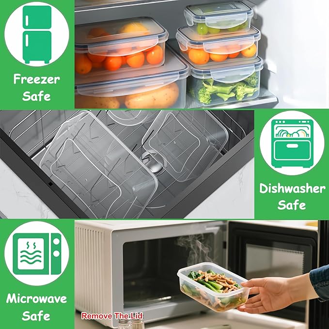 Taiuloo 36 PCS Food Storage Containers with Lids Airtight (18 Containers & 18 Lids), Reusable Leakproof Meal Prep Container for Lunch, BPA-Free Plastic Kitchen Organization, Freezer & Microwave Safe