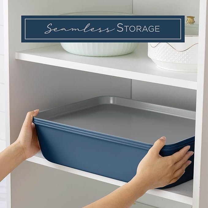 Country Kitchen Nonstick Stackable Bakeware Set - Durable, Easy Release Baking Set, Denim, 13 Pcs