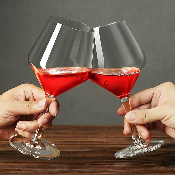 Hand-Blown Crystal Wine Glasses Set of 2, 16OZ, Long Stem Glasses for Red and White Wine, Christmas and Wedding Gifts (2)