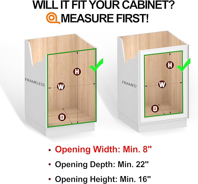 2-Tier Cabinet Pull Out Shelves (7.5" W x 22" D), Slide Out Shelves for Kitchen Cabinets, Metal Pots and Pans Organizer for Under Cabinet